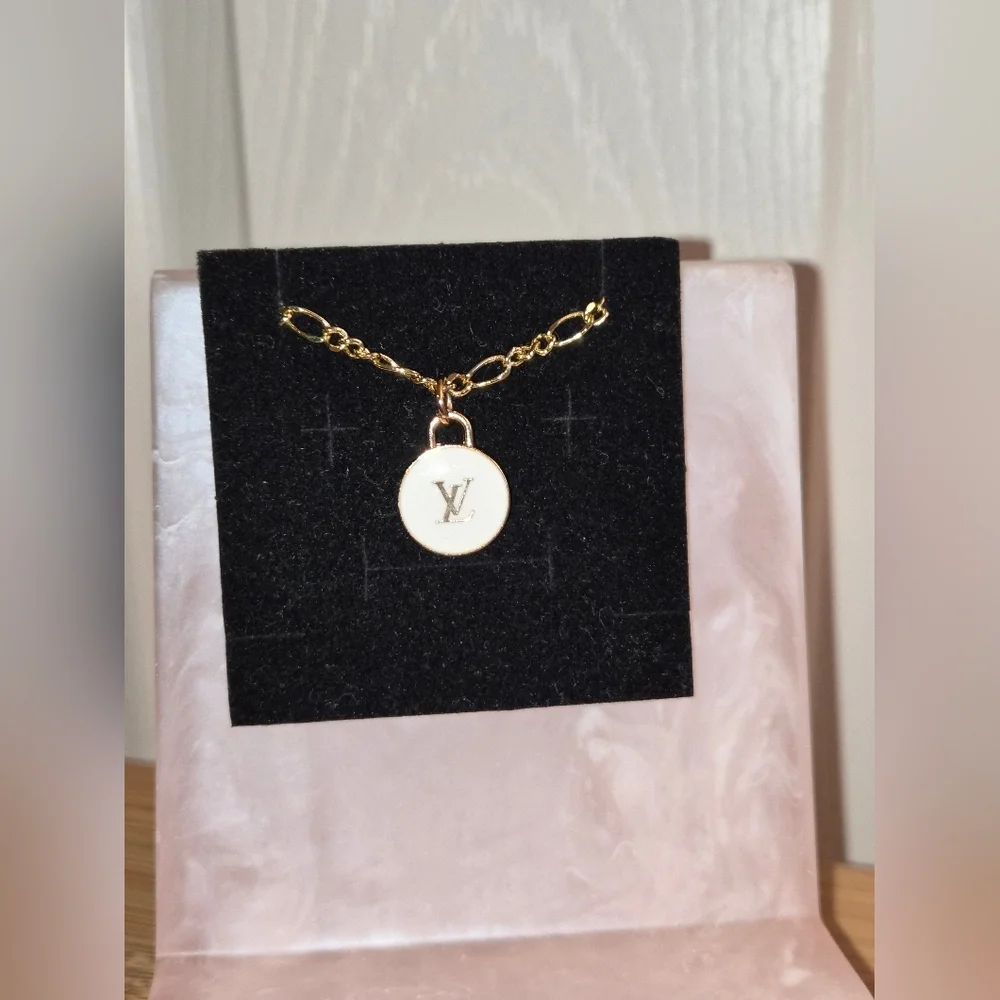 Louis Vuitton Repurposed Charm Necklace Gold Plated LV Zipper Pull
